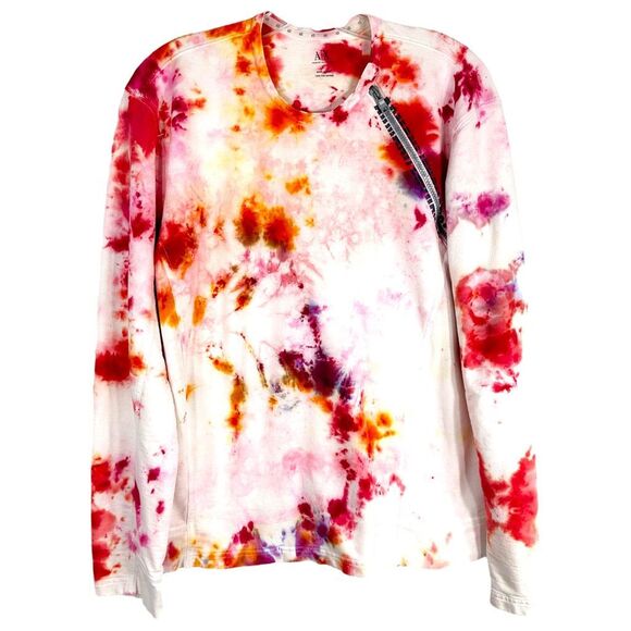 Armani Exchange Large Top Lipstick Clouds Tie Dye Handmade Jersey‎ Knit Pink 416 - Picture 1 of 12